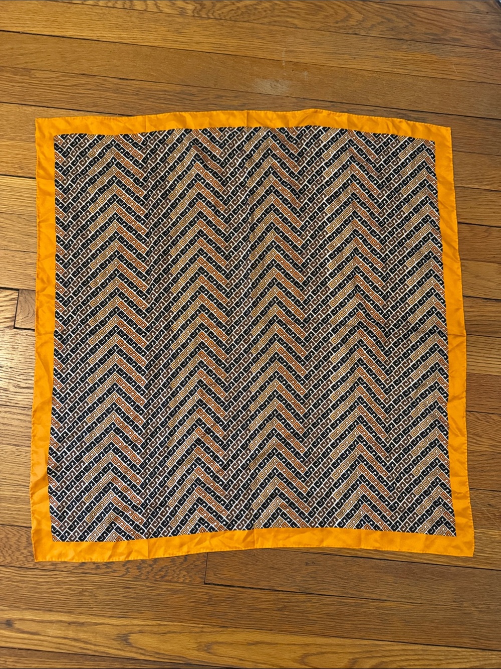 Sandro Navy and Yellow Chevron Square Scarf